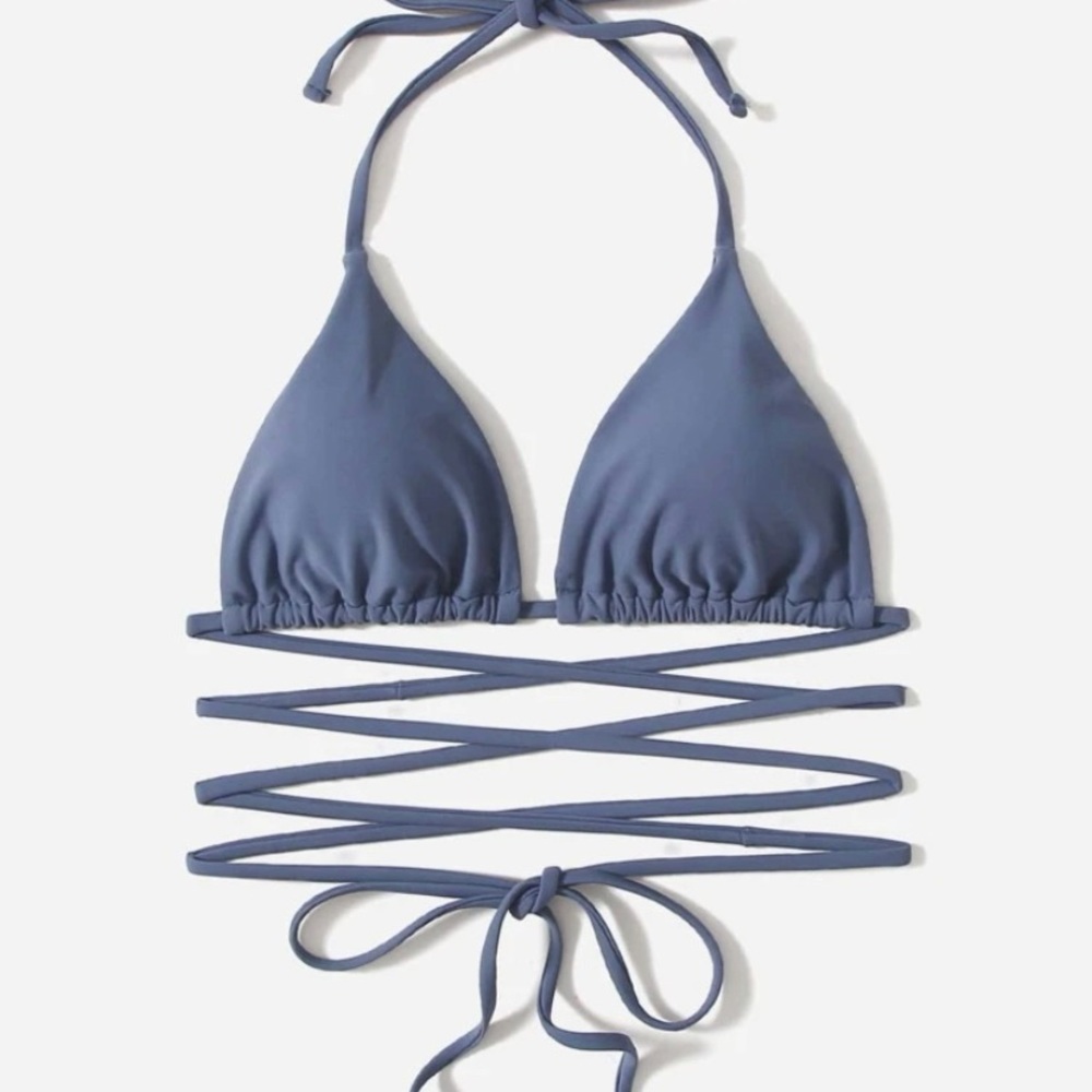 Solid Blue Bikini Top